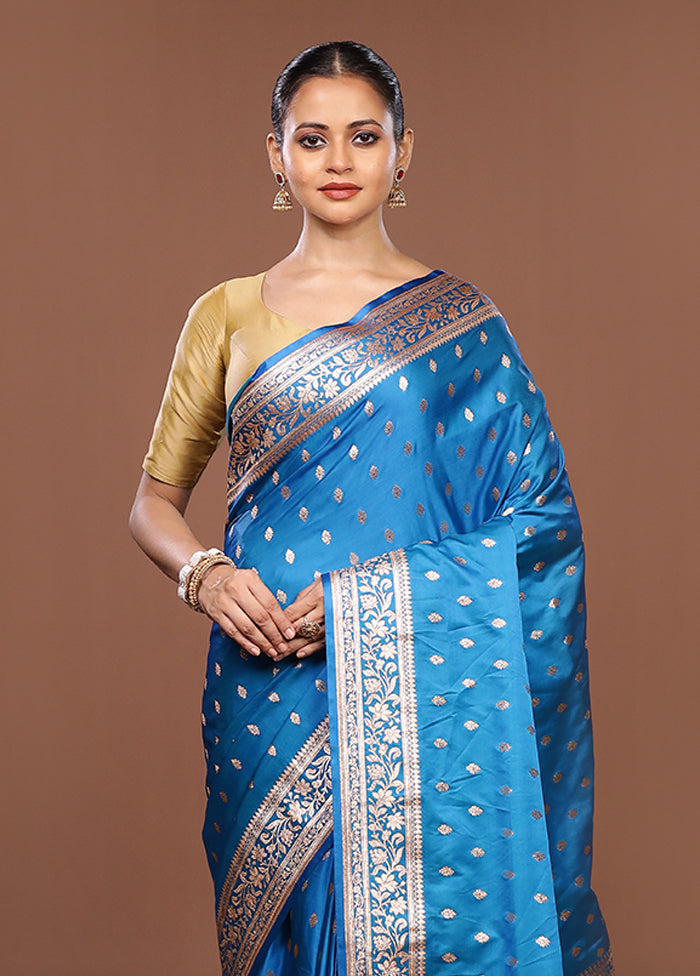 Green Banarasi Silk Saree With Blouse Piece