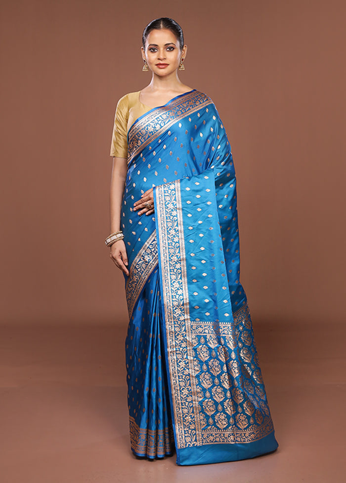 Green Banarasi Silk Saree With Blouse Piece