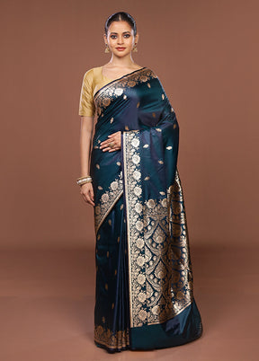 Green Banarasi Silk Saree With Blouse Piece