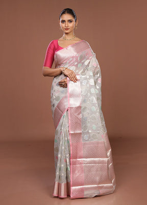 Grey Organza Saree With Blouse Piece