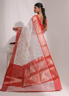 White Organza Saree With Blouse Piece