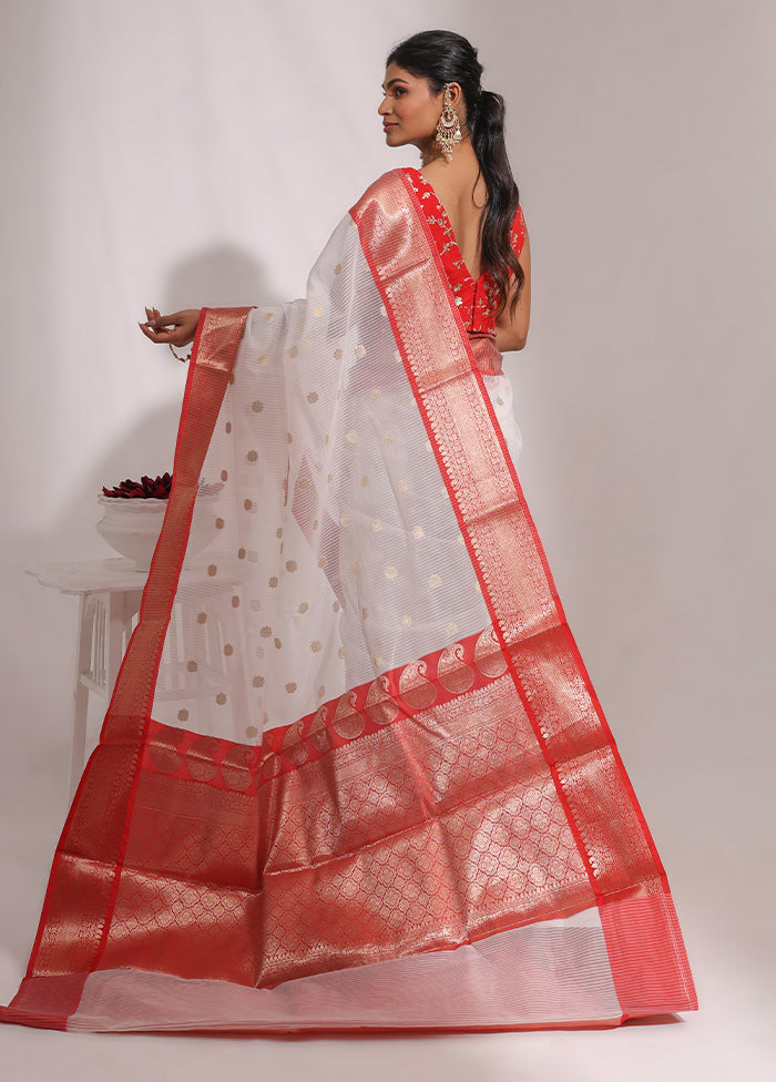 White Organza Saree With Blouse Piece
