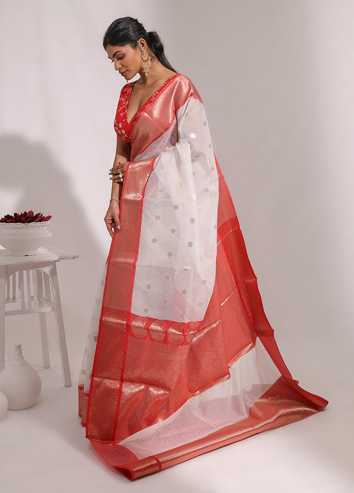 White Organza Saree With Blouse Piece