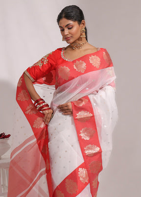 White Organza Saree With Blouse Piece