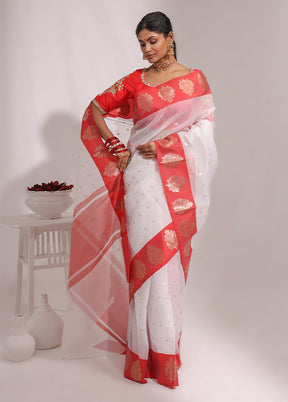 White Organza Saree With Blouse Piece