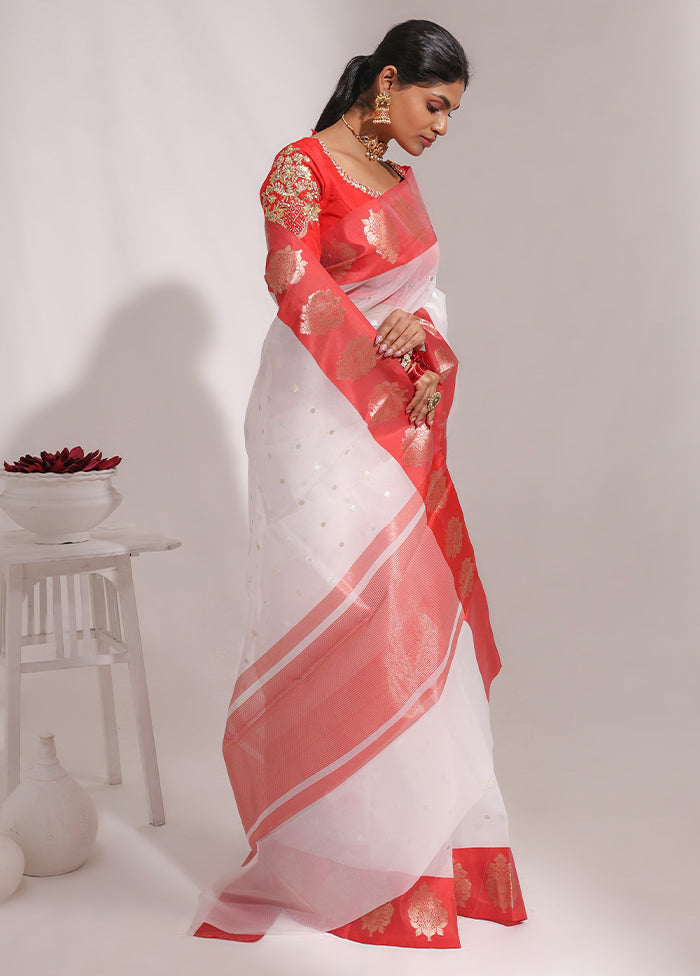 White Organza Saree With Blouse Piece