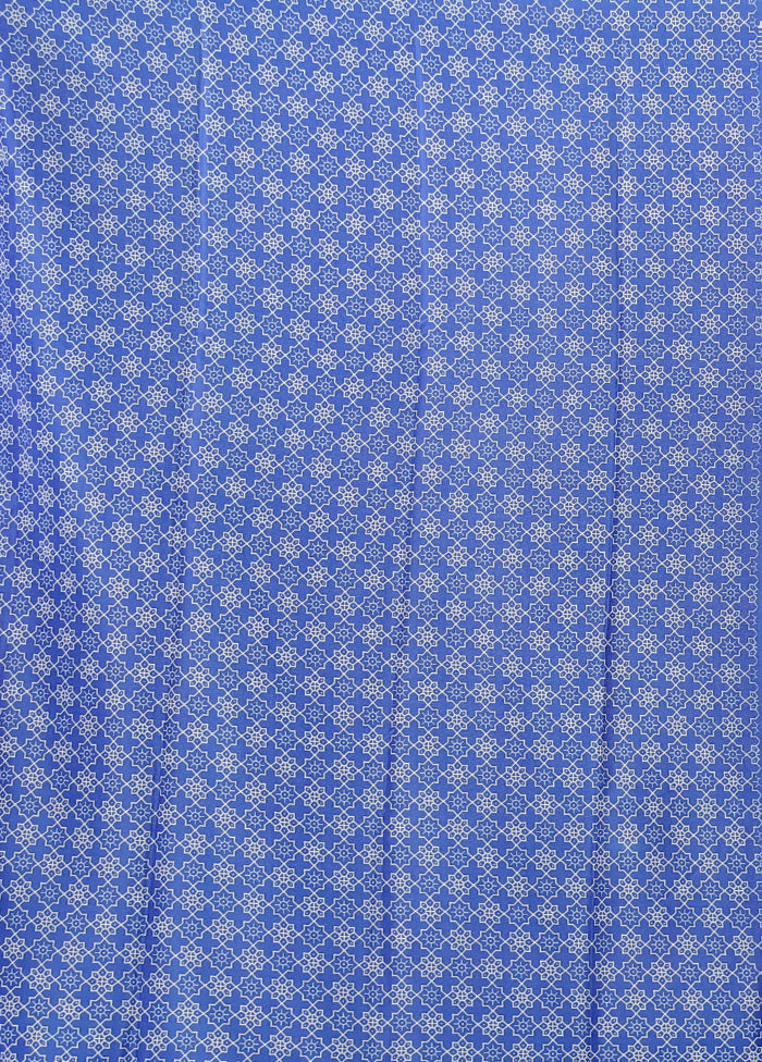 Blue Dupion Silk Saree With Blouse Piece