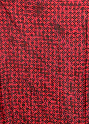 Red Dupion Silk Saree With Blouse Piece