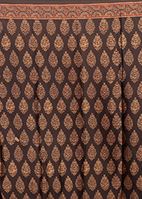 Black Printed Silk Saree Without Blouse Piece