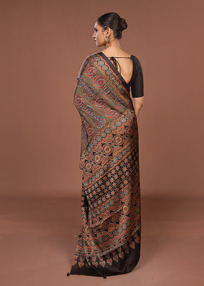 Multicolor Printed Silk Saree Without Blouse Piece