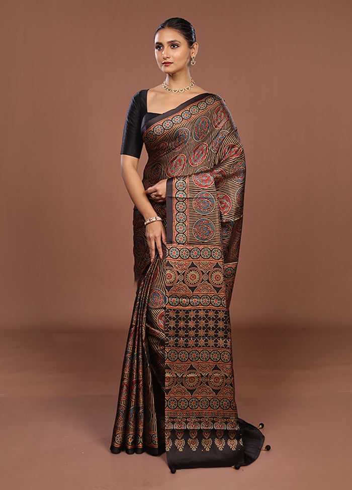 Multicolor Printed Silk Saree Without Blouse Piece