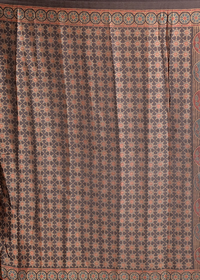 Yellow Printed Silk Saree Without Blouse Piece