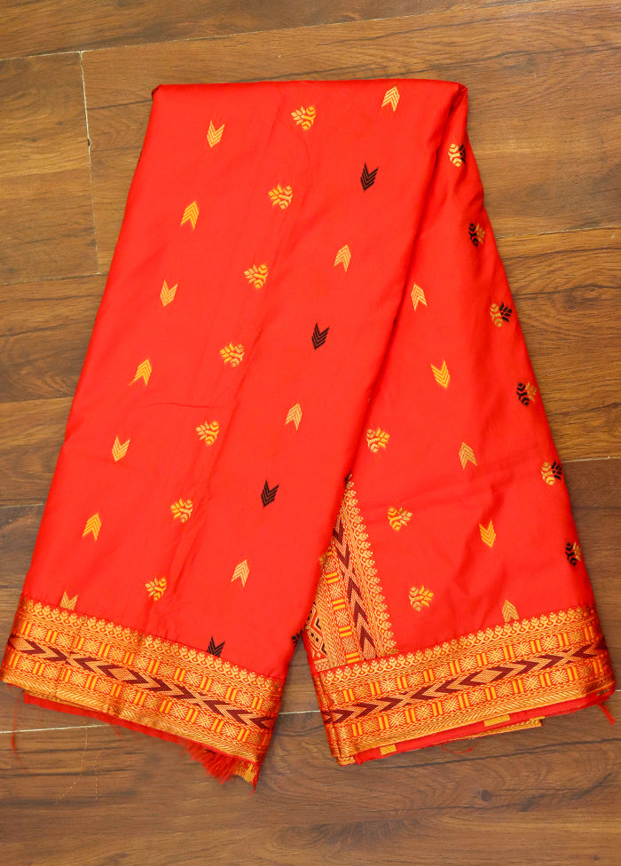 Orange Assam Silk Saree With Blouse Piece