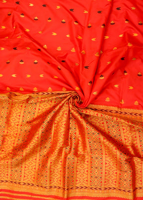 Orange Assam Silk Saree With Blouse Piece