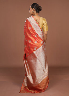 Rust Tissue Silk Saree With Blouse Piece