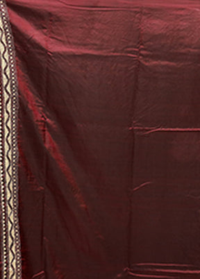 Maroon Handloom Kantha Stitch Pure Silk Saree With Blouse Piece