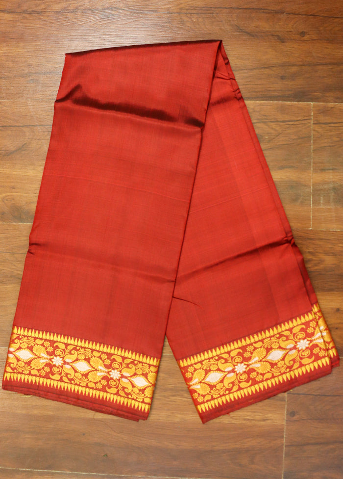 Maroon Handloom Baluchari Pure Silk Saree With Blouse Piece