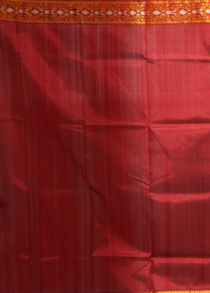 Maroon Handloom Baluchari Pure Silk Saree With Blouse Piece