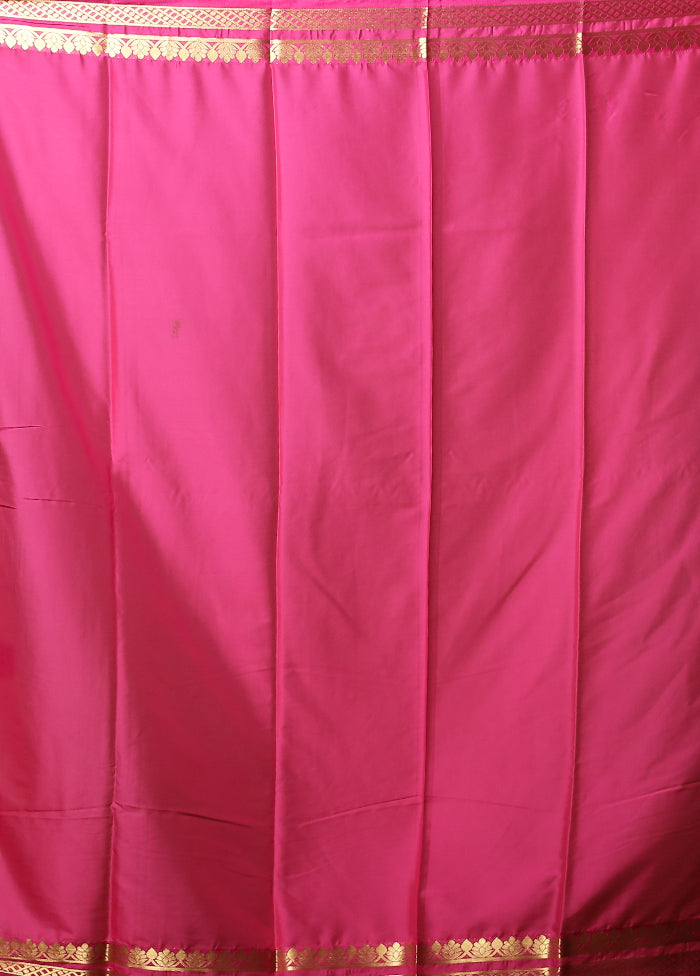 Pink Printed Silk Saree With Blouse Piece