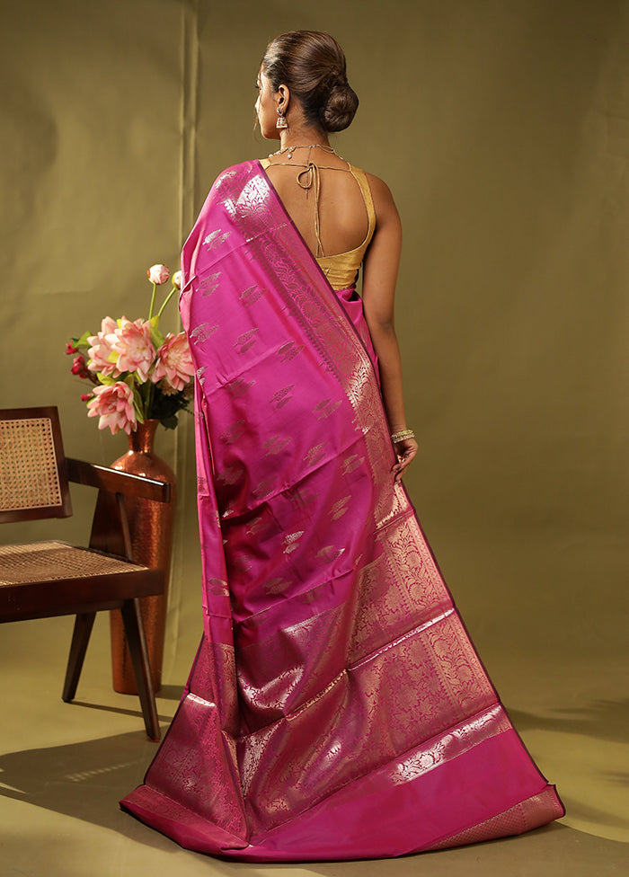 Pink Dupion Silk Saree With Blouse Piece