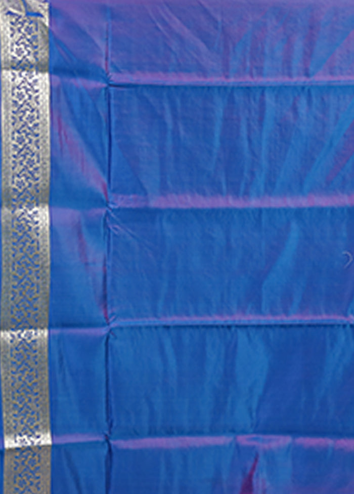 Blue Handloom Banarasi Pure Silk Saree With Blouse Piece