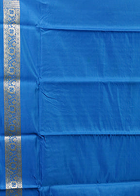 Blue Handloom Banarasi Pure Silk Saree With Blouse Piece