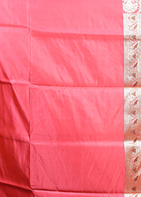 Pink Handloom Banarasi Pure Silk Saree With Blouse Piece