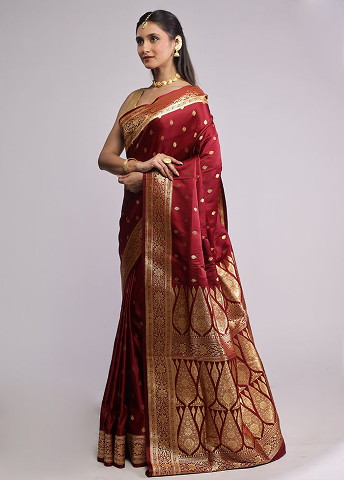 Red Banarasi Silk Saree With Blouse Piece