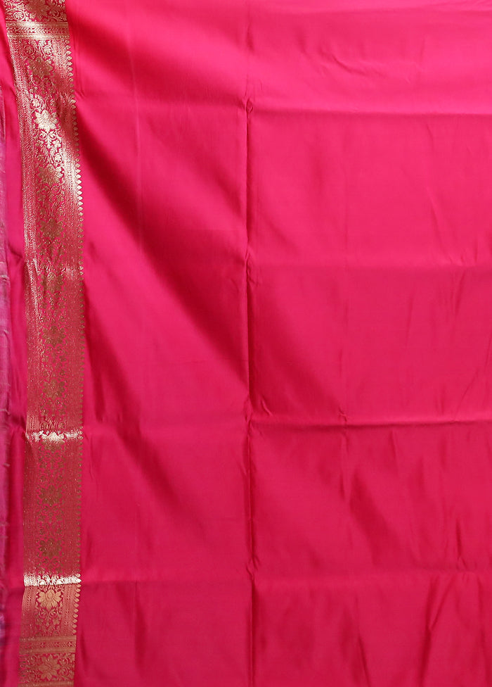 Pink Banarasi Silk Saree With Blouse Piece