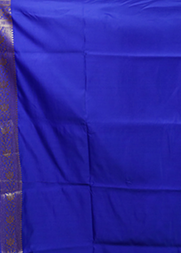 Blue Banarasi Silk Saree With Blouse Piece