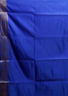 Blue Banarasi Silk Saree With Blouse Piece
