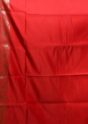 Red Banarasi Silk Saree With Blouse Piece