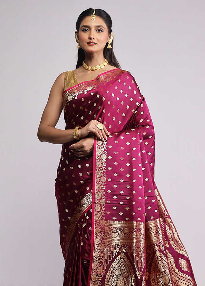 Purple Banarasi Silk Saree With Blouse Piece