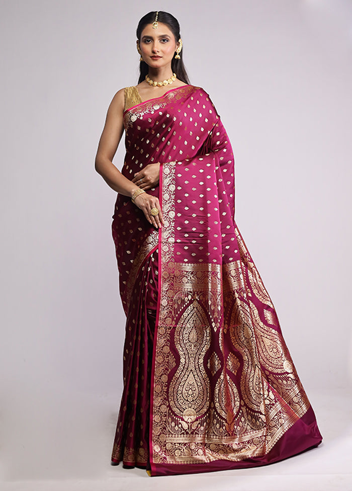 Purple Banarasi Silk Saree With Blouse Piece