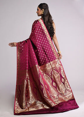 Purple Banarasi Silk Saree With Blouse Piece