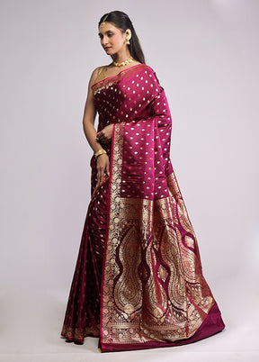 Purple Banarasi Silk Saree With Blouse Piece
