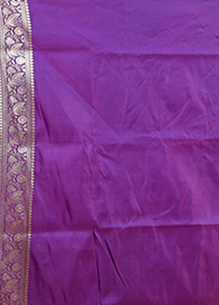 Purple Banarasi Silk Saree With Blouse Piece