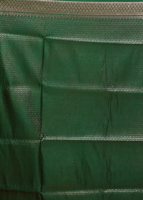 Green Banarasi Silk Saree With Blouse Piece