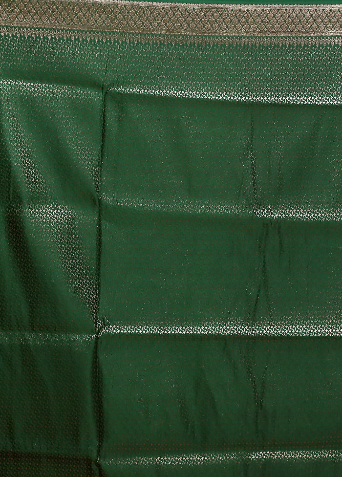 Green Banarasi Silk Saree With Blouse Piece