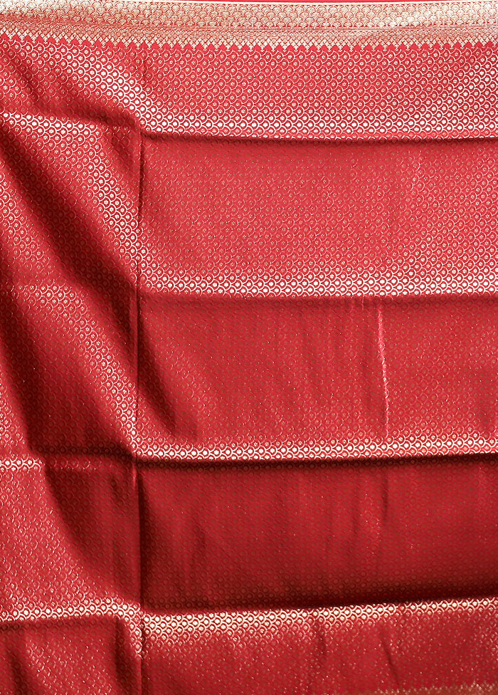 Red Banarasi Silk Saree With Blouse Piece