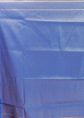 Blue Banarasi Silk Saree With Blouse Piece