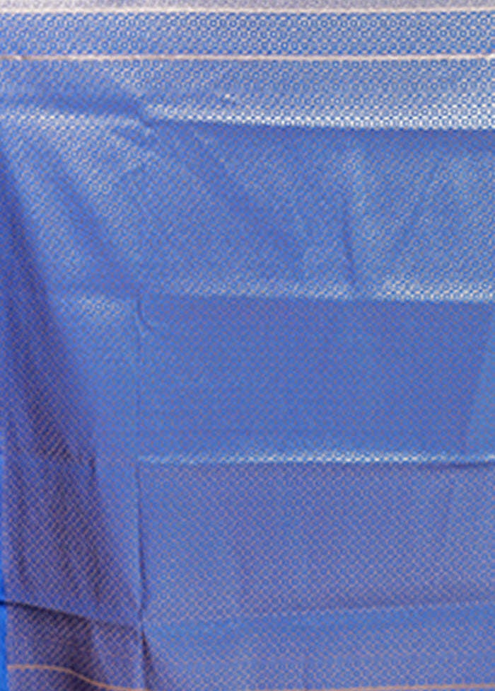 Blue Banarasi Silk Saree With Blouse Piece