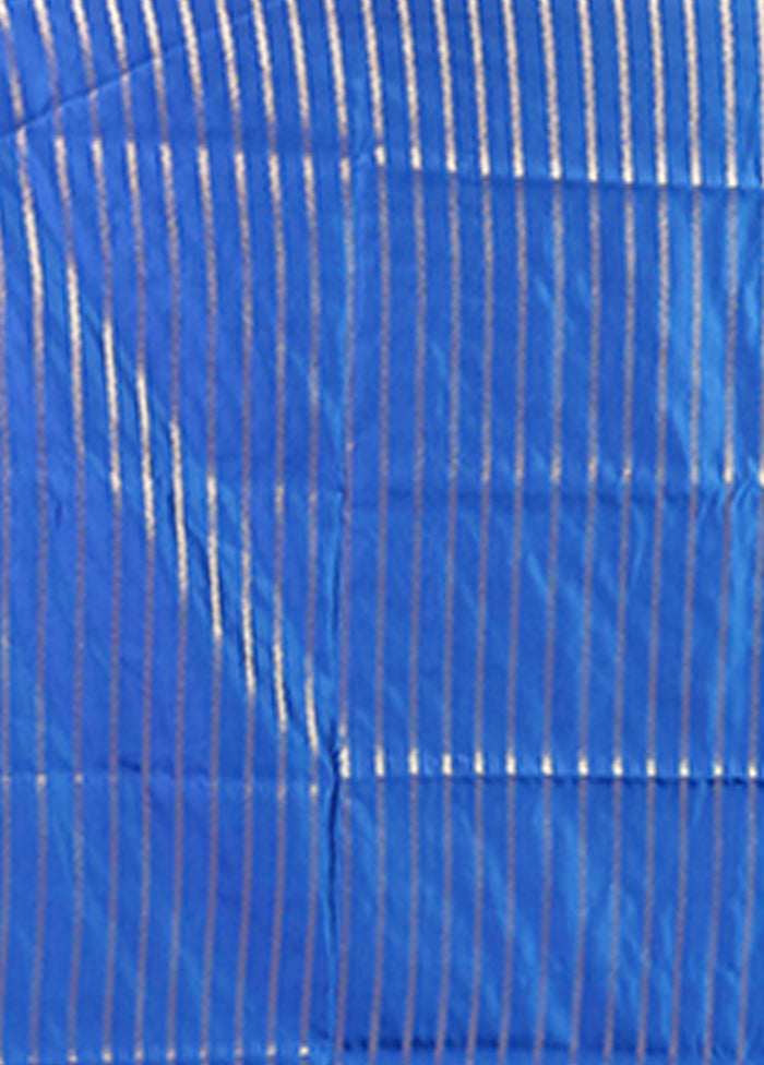 Blue Banarasi Silk Saree With Blouse Piece