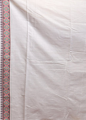 White Assam Silk Saree With Blouse Piece