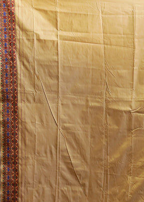 Cream Assam Silk Saree With Blouse Piece