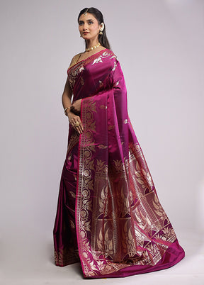 Purple Banarasi Silk Saree With Blouse Piece