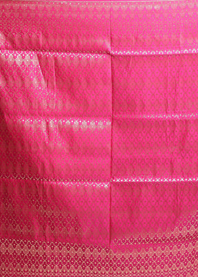 Peach Banarasi Silk Saree With Blouse Piece