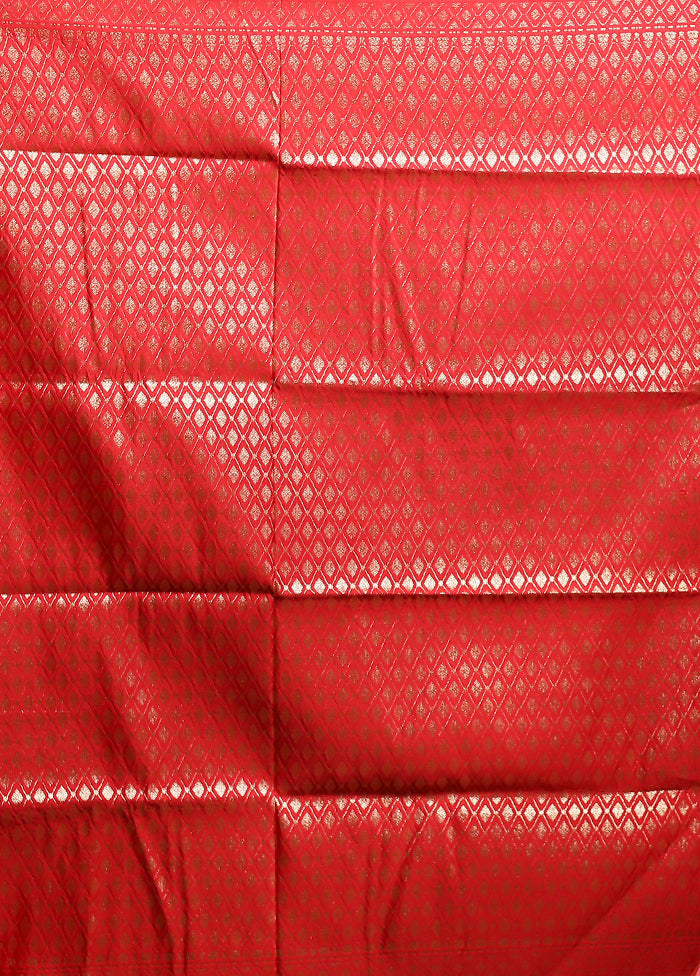 Pink Banarasi Silk Saree With Blouse Piece