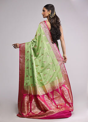 Green Banarasi Silk Saree With Blouse Piece