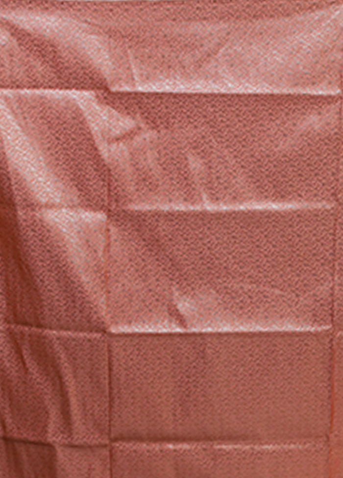 Peach Banarasi Silk Saree With Blouse Piece